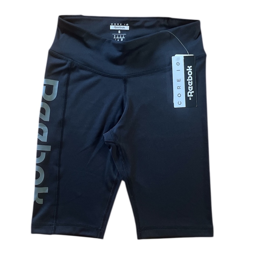 Women’s Reebok Core 10 Black Logo Bike Shorts Size Small